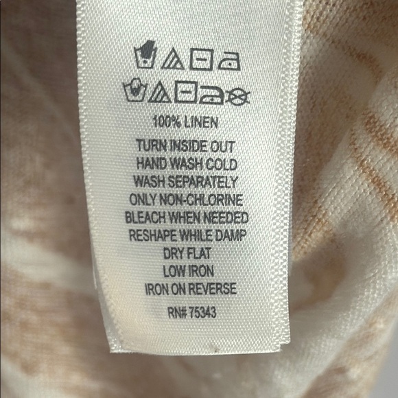 Tahari 100% Linen Green and Orange Tropical Short Sleeve Top Size Large - Picture 7 of 9